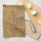 Serviette de cuisine "Burlap" avec votre texte (Quart Plié)