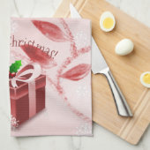 Serviette de cuisine cadeau de Noël rouge (Quart Plié)