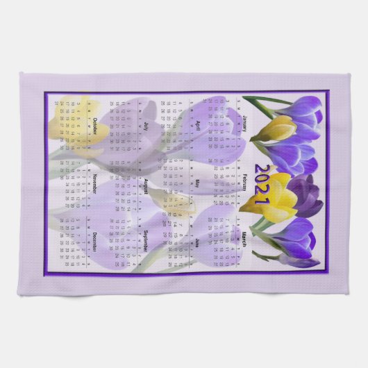 Serviette de cuisine calendrier Crocus 2021 (Horizontal)