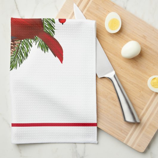 Serviette de cuisine - Cardinal de Noël (Quart Plié)