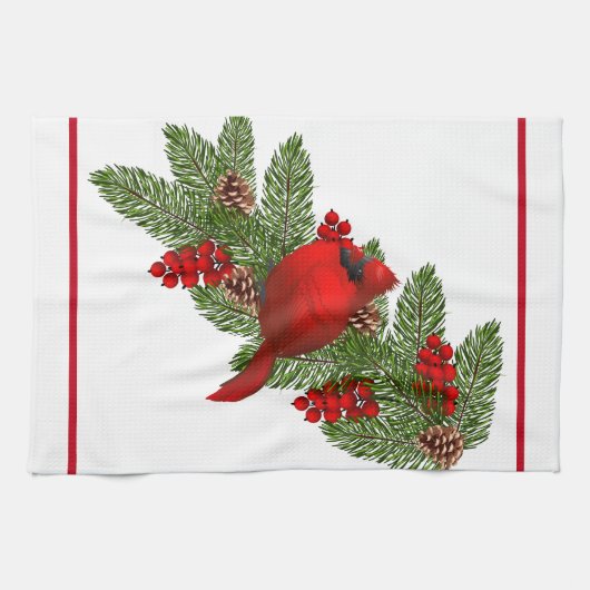 Serviette de cuisine - Cardinal de Noël (Horizontal)