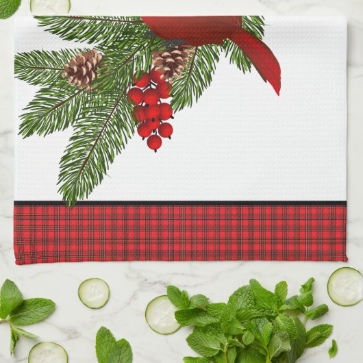 Serviette de cuisine - Cardinal de Noël (Plié)