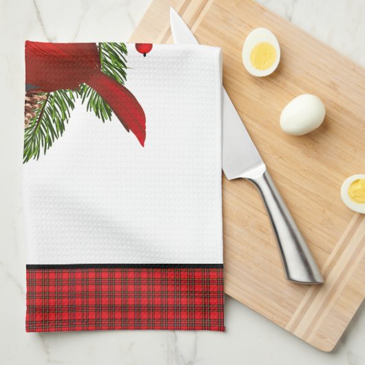 Serviette de cuisine - Cardinal de Noël (Quart Plié)