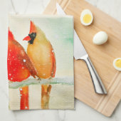 Serviette de cuisine Cardinal d'hiver (Quart Plié)