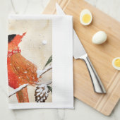 Serviette de cuisine Cardinal d'hiver (Quart Plié)