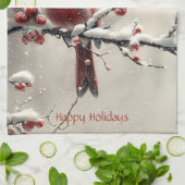 Serviette de cuisine Cardinal Rouge Noël (Plié)