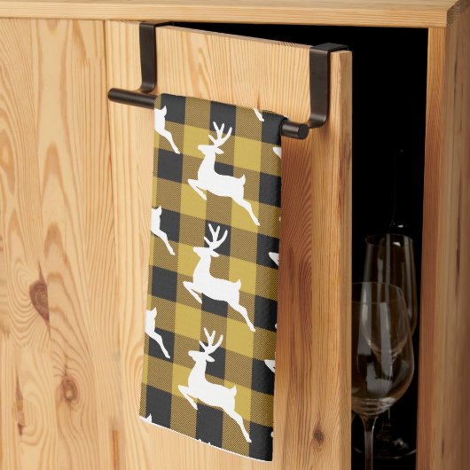 Serviette de cuisine carreaux et cerf (Pliage en tiers)