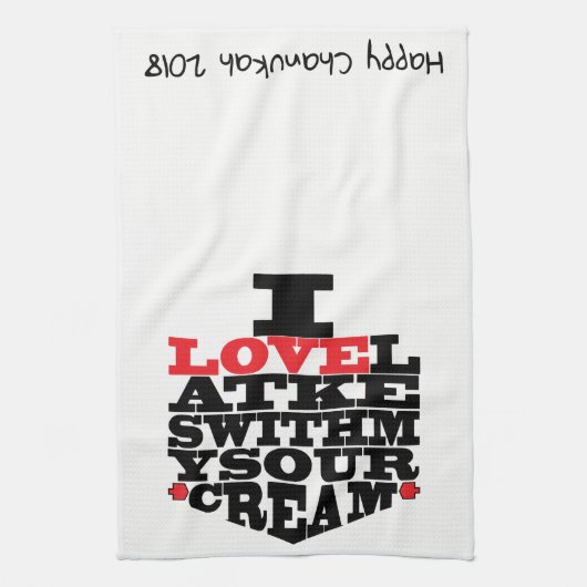 Serviette de cuisine "Chanukah/I Love Latkes" (Vertical)