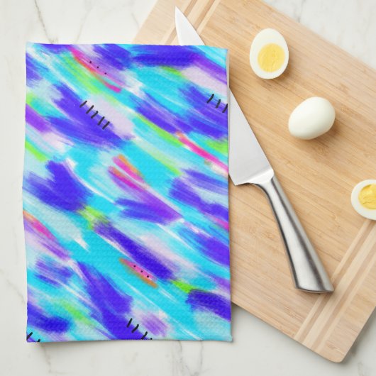 Serviette de cuisine Chaos colorée (Quart Plié)