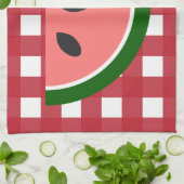Serviette de cuisine Checkered rouge de pastèque (Plié)