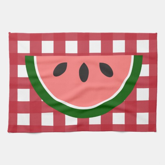 Serviette de cuisine Checkered rouge de pastèque (Horizontal)