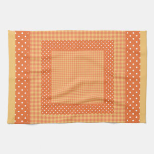 Serviette de cuisine : Chèques orange et Pois