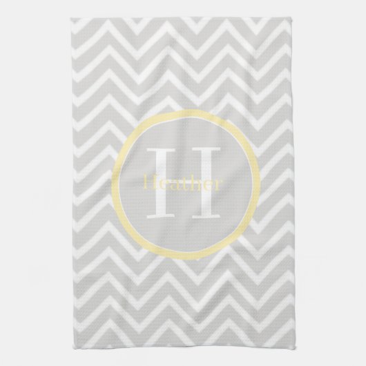 Serviette de cuisine Chevron Jaune Monogram (Vertical)