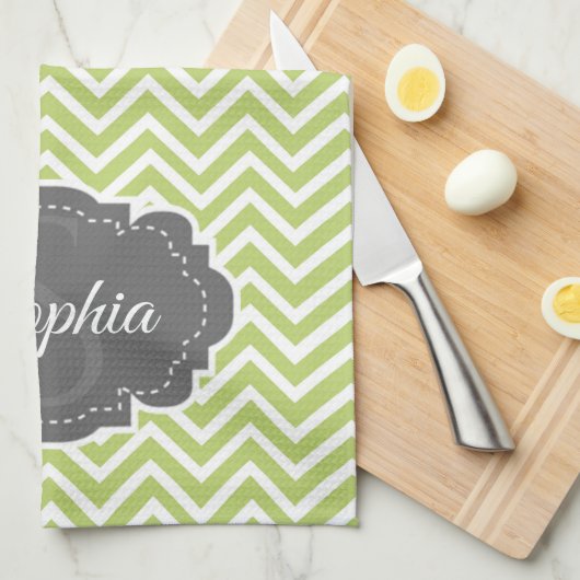 Serviette de cuisine Chevron Vert (Quart Plié)