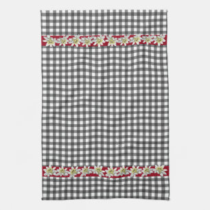Serviette de cuisine chic de guingan d'edelweiss