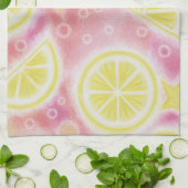 Serviette de cuisine "citrons" de limonade rose (Plié)