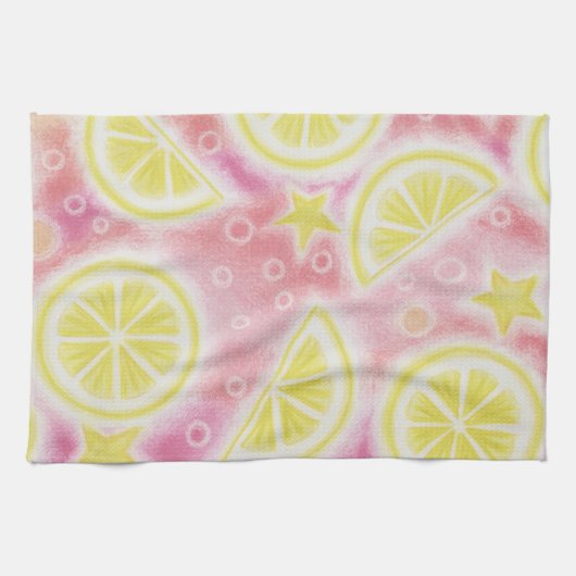 Serviette de cuisine "citrons" de limonade rose (Horizontal)