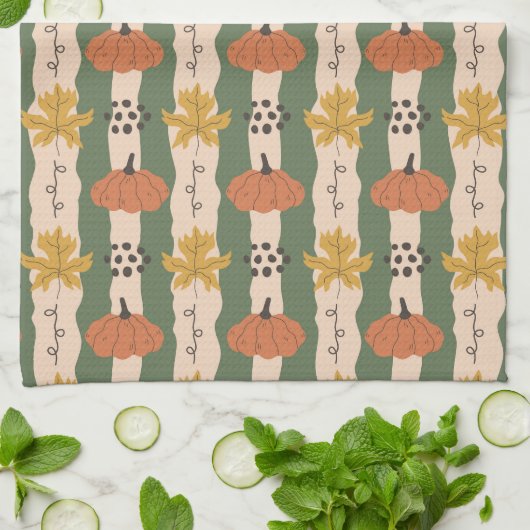 Serviette de cuisine Citrouille à main et Motif fe (Plié)