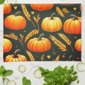 Serviette de cuisine citrouille et blé (Plié)