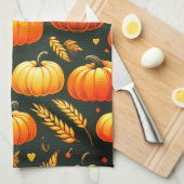 Serviette de cuisine citrouille et blé (Quart Plié)