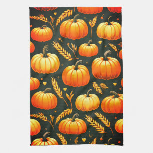 Serviette de cuisine citrouille et blé