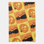 Serviette de cuisine citrouille et chat. (Vertical)