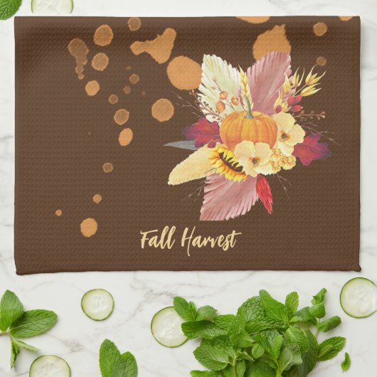 Serviette De Cuisine citrouille Et Fleurs D'Automn (Plié)