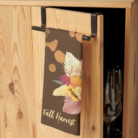 Serviette De Cuisine citrouille Et Fleurs D'Automn (Pliage en tiers)