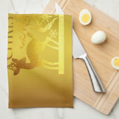 Serviette de cuisine classique Faux Gold Joyeux No (Quart Plié)