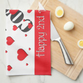 Serviette de cuisine - Coeurs flottants - 2e anniv (Quart Plié)