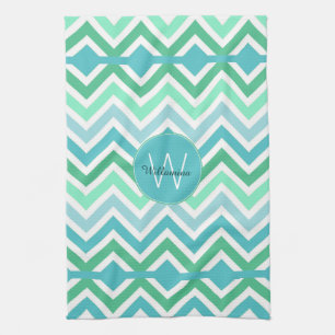 Serviette de cuisine colorée Chevron Monogramme