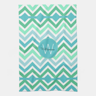 Serviette de cuisine colorée Chevron Monogramme