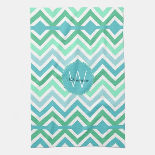Serviette de cuisine colorée Chevron Monogramme (Vertical)