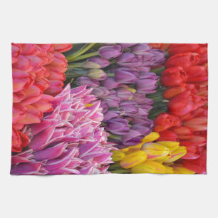 Serviette de cuisine colorée de tulipes de ressor