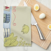 Serviette de cuisine colorée de volières, (Quart Plié)