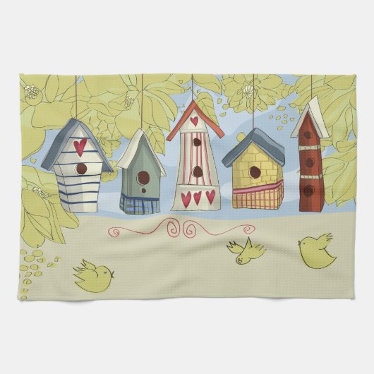 Serviette de cuisine colorée de volières, (Horizontal)