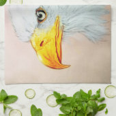 Serviette de cuisine colorée illustrée - Aigle (Plié)
