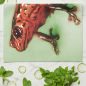 Serviette de cuisine colorée illustrée - Grenouill (Plié)