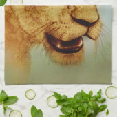 Serviette de cuisine colorée illustrée - Lion (Plié)