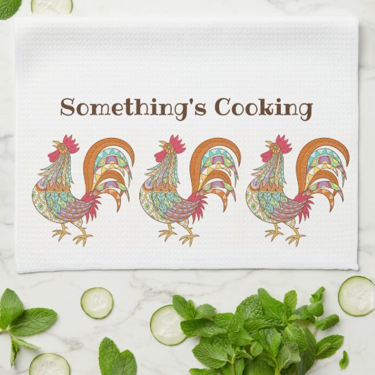 Serviette de cuisine-coq Cuisine de quelque chose (Plié)