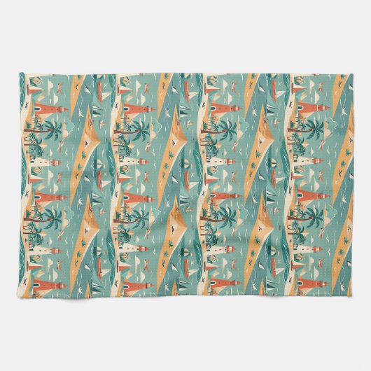 Serviette de cuisine côtière rétro (Horizontal)