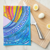 SERVIETTE DE CUISINE "COUCHER DE SOLEIL TROPICAL" (Quart Plié)