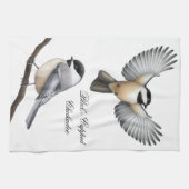 Serviette de cuisine couverte par noir d'oiseaux (Horizontal)