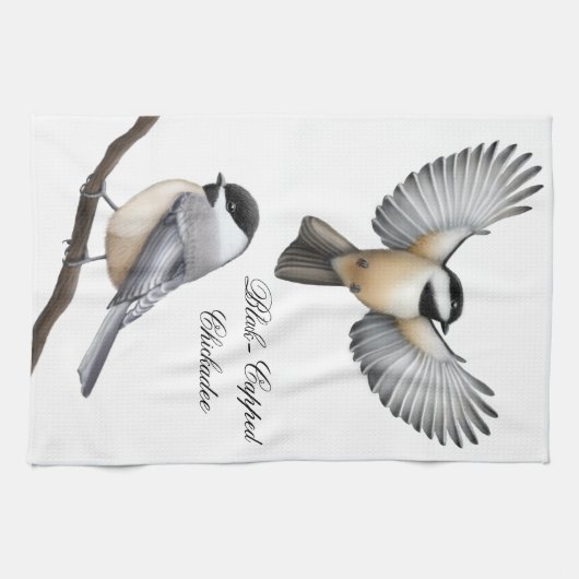Serviette de cuisine couverte par noir d'oiseaux (Horizontal)