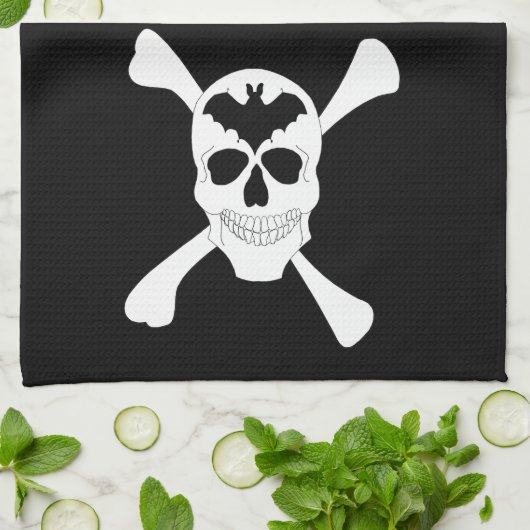 Serviette De Cuisine Crâne Et Crossbones (Plié)