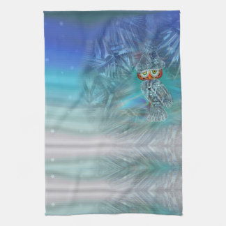 Serviette de cuisine cristallisée de hibou de mode