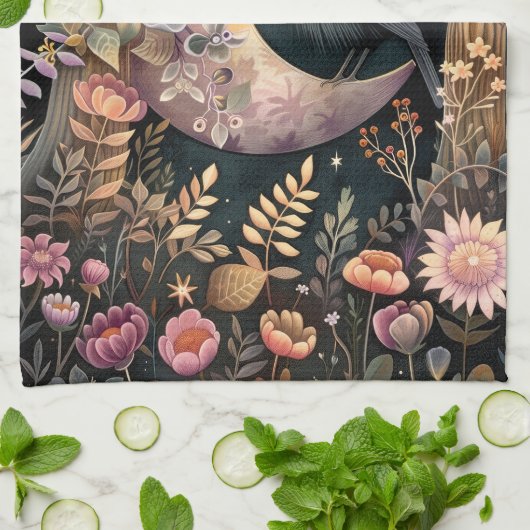 Serviette de cuisine Crow Moon (Plié)