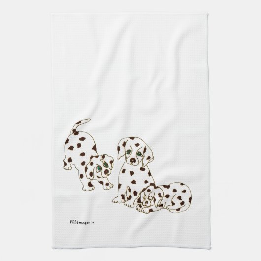 Serviette de cuisine dalmatienne blanche de chiots (Vertical)