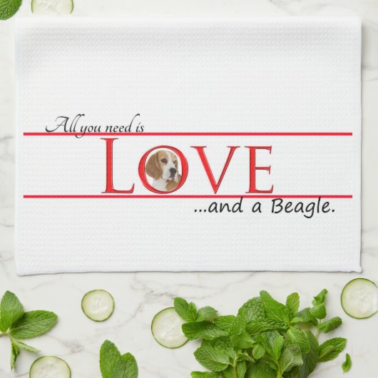 Serviette de cuisine d'amour de beagle (Plié)