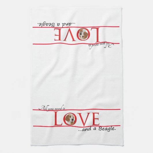 Serviette de cuisine d'amour de beagle (Vertical)